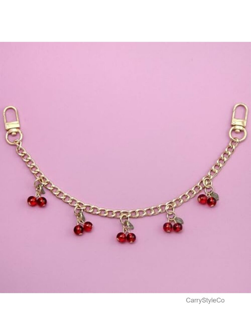 Cherry Bag Charm Handbag Chain with Rhinestones Purse Accessory Alloy